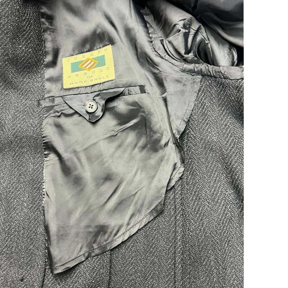 Joseph‎ Abboud for Mark Shale Jacket 44R Gray Herringbone Blazer Notched Lapel